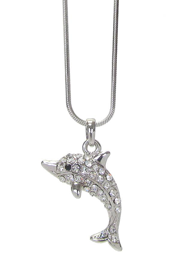 CRYSTAL DOLPHIN PENDANT NECKLACE