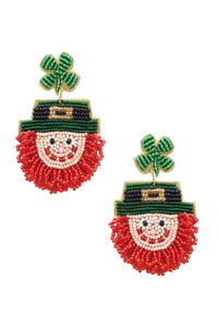 SEED BEAD SAINT PATRICK`S DAY EARRING