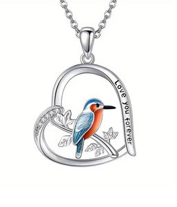 HUMMINGBIRD AND HEART PENDANT NECKLACE