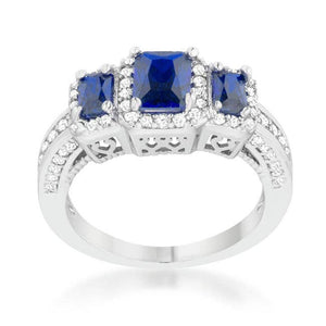 Rita 2.3ct Sapphire CZ Rhodium Classic Trio Ring: 6