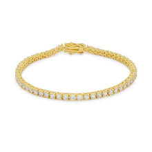 Load image into Gallery viewer, Goldtone Finish Victorian Cubic Zirconia Tennis 8 Inch Bracelet
