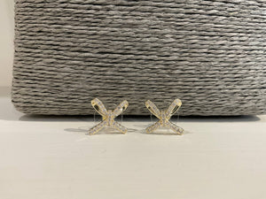 Gold & Crystal Bow Tie Earrings