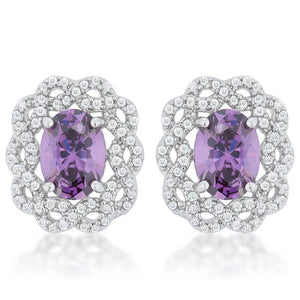 Amethyst Oval Stud Earrings