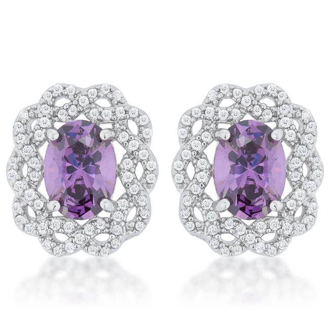 Amethyst Oval Stud Earrings