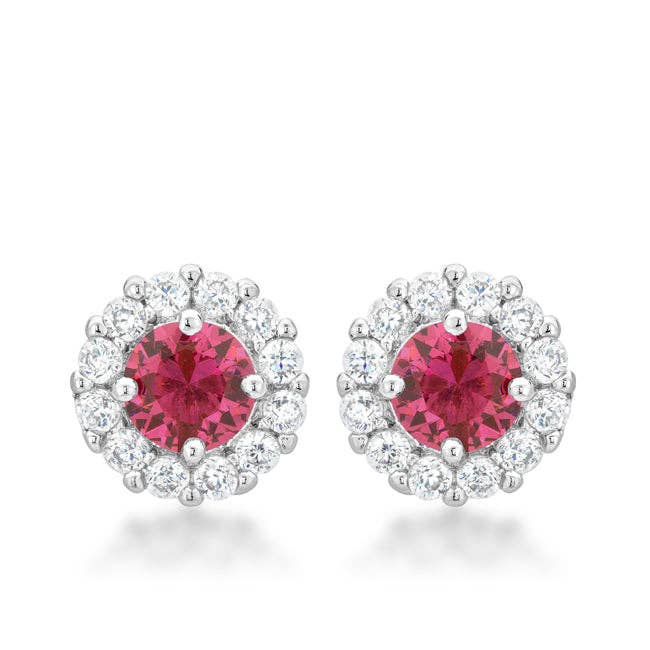 Elegant Bridal Stud Earrings in Pink