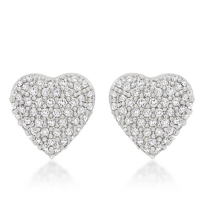 Pave Heart Stud Earrings