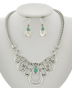 Filigree Metal Necklace & Earring Set