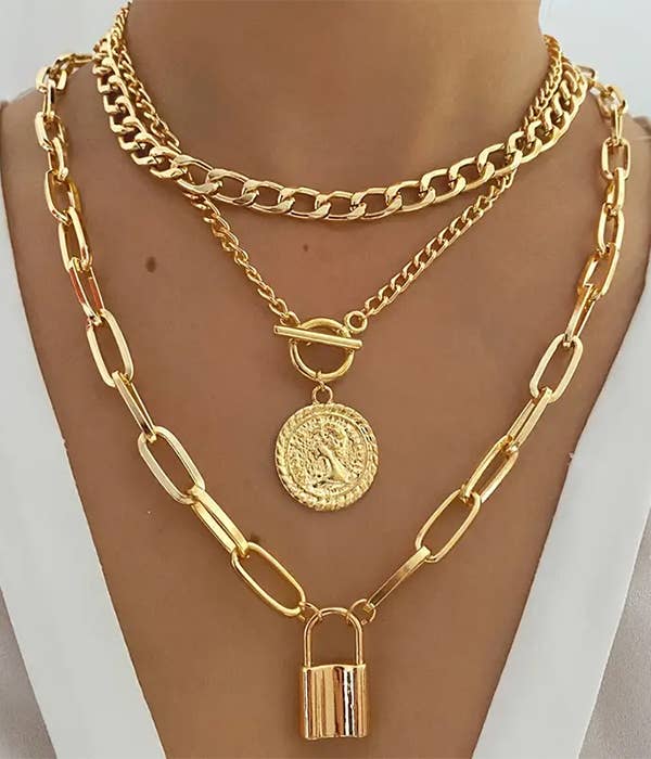 MULTI CHAIN MIX 3 PIECE NECKLACE SET