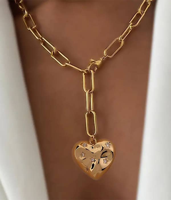 PUFFY HEART PENDANT  NECKLACE