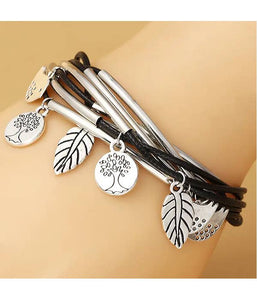 MULTI LAYER BIRD LEAF CHARM BRACELET -M1132SL-52923