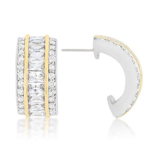 Dual-Tone Tri-Row Stud Earrings