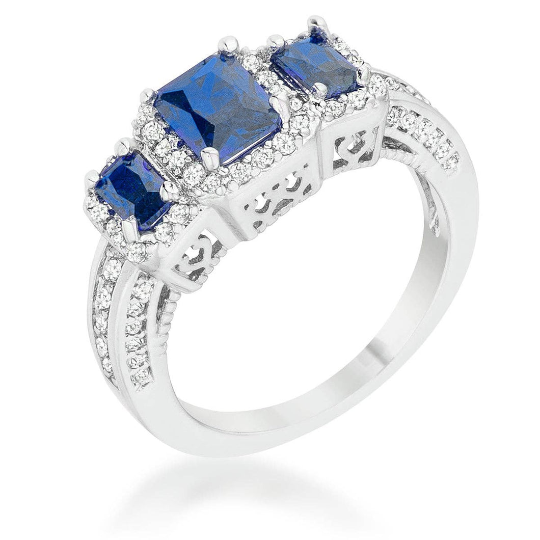 Rita 2.3ct Sapphire CZ Rhodium Classic Trio Ring: 6