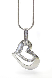 CRYSTAL DUAL HEART PENDANT NECKLACE