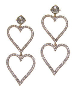 CRYSTAL DOUBLE HEART  PARTY EARRING