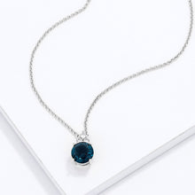 Load image into Gallery viewer, Simple Rhodium Plated 9mm Blue Green CZ Pendant
