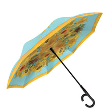 Load image into Gallery viewer, RainCaper van Gogh &quot;Sunflowers&quot; Reverse Umbrella
