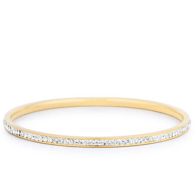 Simple Goldtone Finish Crystal Bangle