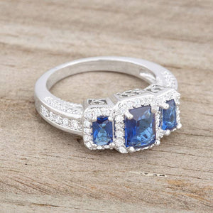 Rita 2.3ct Sapphire CZ Rhodium Classic Trio Ring: 8