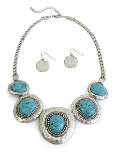 TURQUOISE  NECKLACE SET- I1277SBTQ-102801