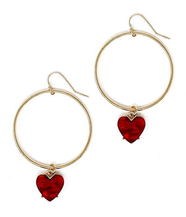 HEART WIRE HOOP EARRING