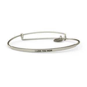 I Love You Mom Bangle Antique Silver