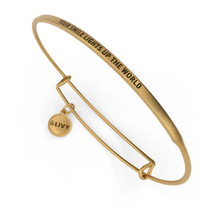 Your Smile Lights Up The World Bangle Antique Gold