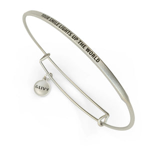 Your Smile Lights Up The World Bangle Antique Silver