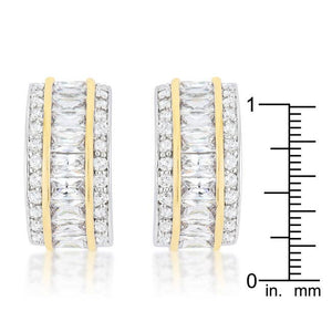 Dual-Tone Tri-Row Stud Earrings