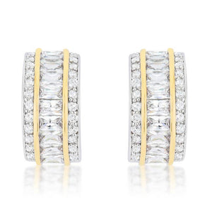 Dual-Tone Tri-Row Stud Earrings