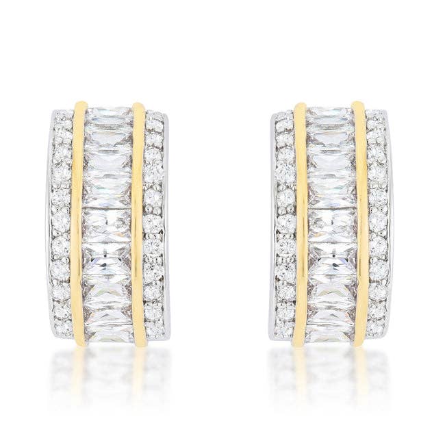 Dual-Tone Tri-Row Stud Earrings