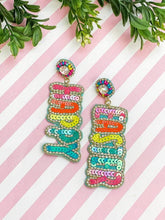 Load image into Gallery viewer, &#39;Happy Easter&#39; Sequin Dangle Earrings - Bright Multi
