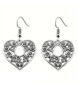 VINTAGE FLOWER HEART EARRING