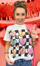 Load image into Gallery viewer, Checkerboard Conversation Hearts Graphic T-Shirt: Adult 3XLarge
