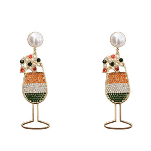 RHINESTONE DRINK SAINT PATRICK`S DAY EARRING