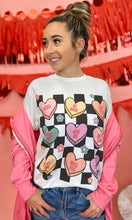 Load image into Gallery viewer, Checkerboard Conversation Hearts Graphic T-Shirt: Adult Small
