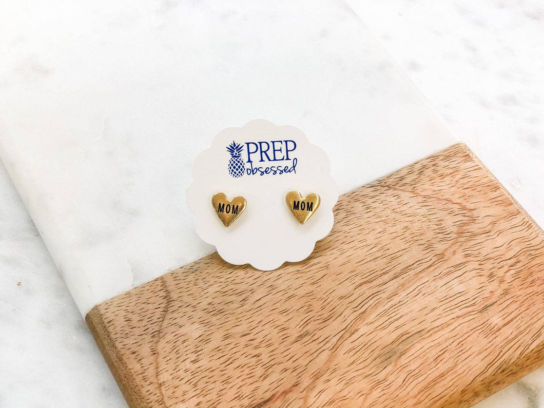 Prep Obsessed Wholesale - Mom Heart Studs