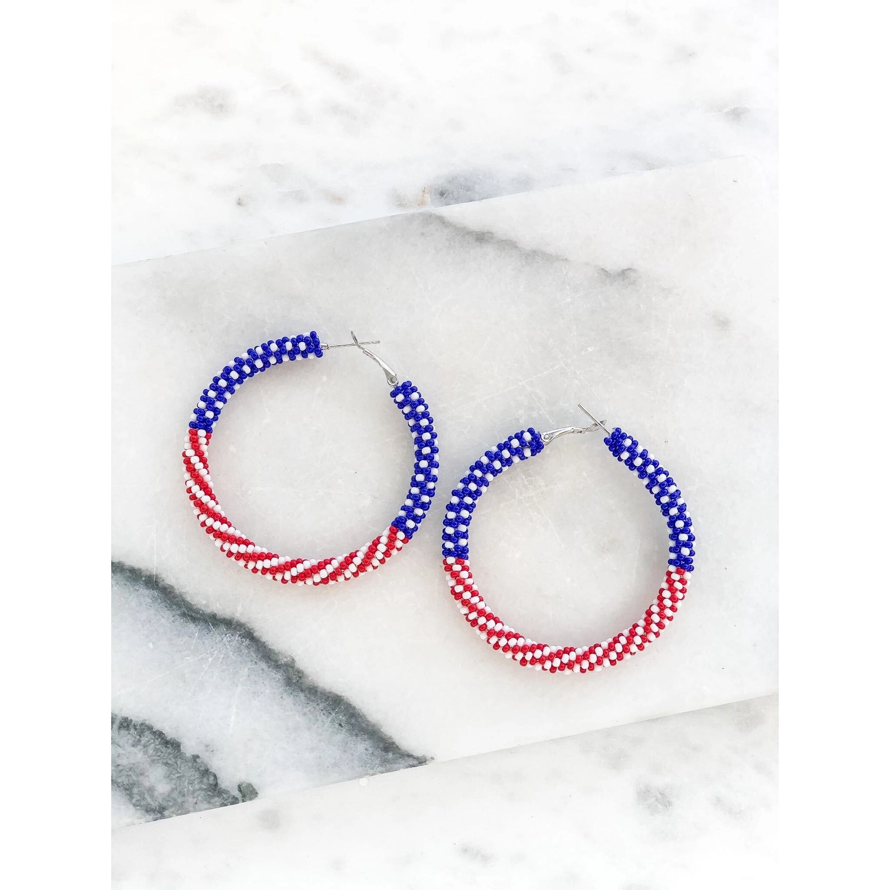 Red, White and Blue Gold Plated Hoop Earrings Medium – ArdeliDesigns