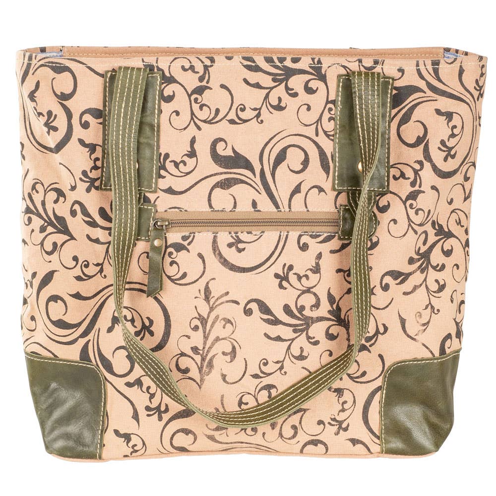 Floral Print Canvas & Leather Backpack Purse by Clea Ray