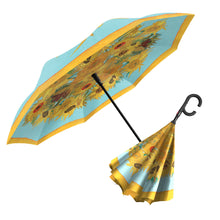 Load image into Gallery viewer, RainCaper van Gogh &quot;Sunflowers&quot; Reverse Umbrella
