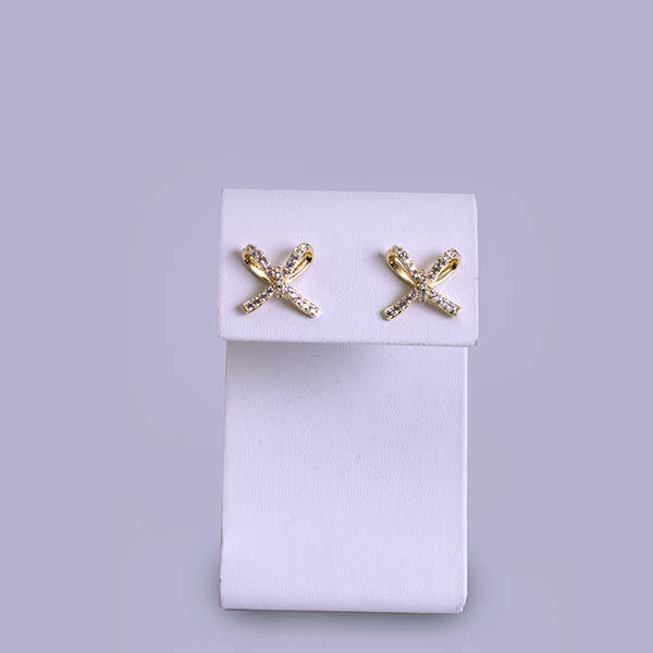 Gold & Crystal Bow Tie Earrings